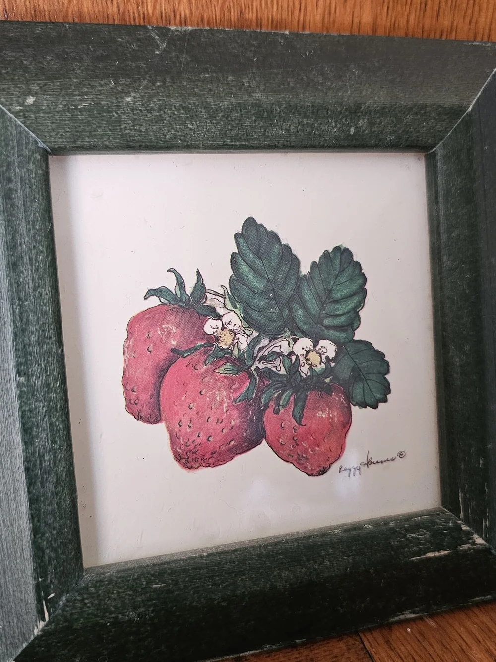 Vintage Peggy Abrams Fruit Prints Set of 3 Green Frames Cottagecore